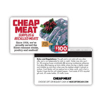 Bogus Meat Gift Card - Recalled Meats! Haha! - Funny Gag Joke Gift