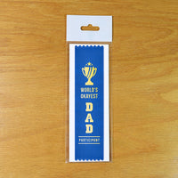🏆“World's OKAYEST Dad Participant” 😂 Funny Award Trophy Ribbon 🎁 Gag Prize