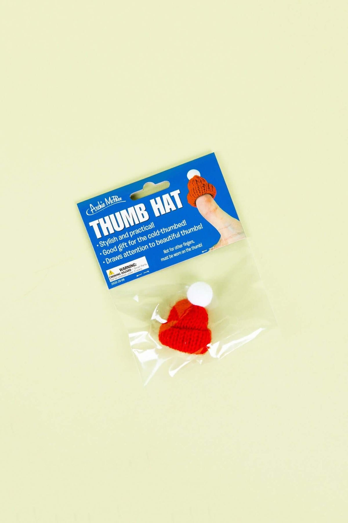 THUMB HAT - Cute Red Knitted Tiny Puppet Cap Gag Gift - Archie McPhee