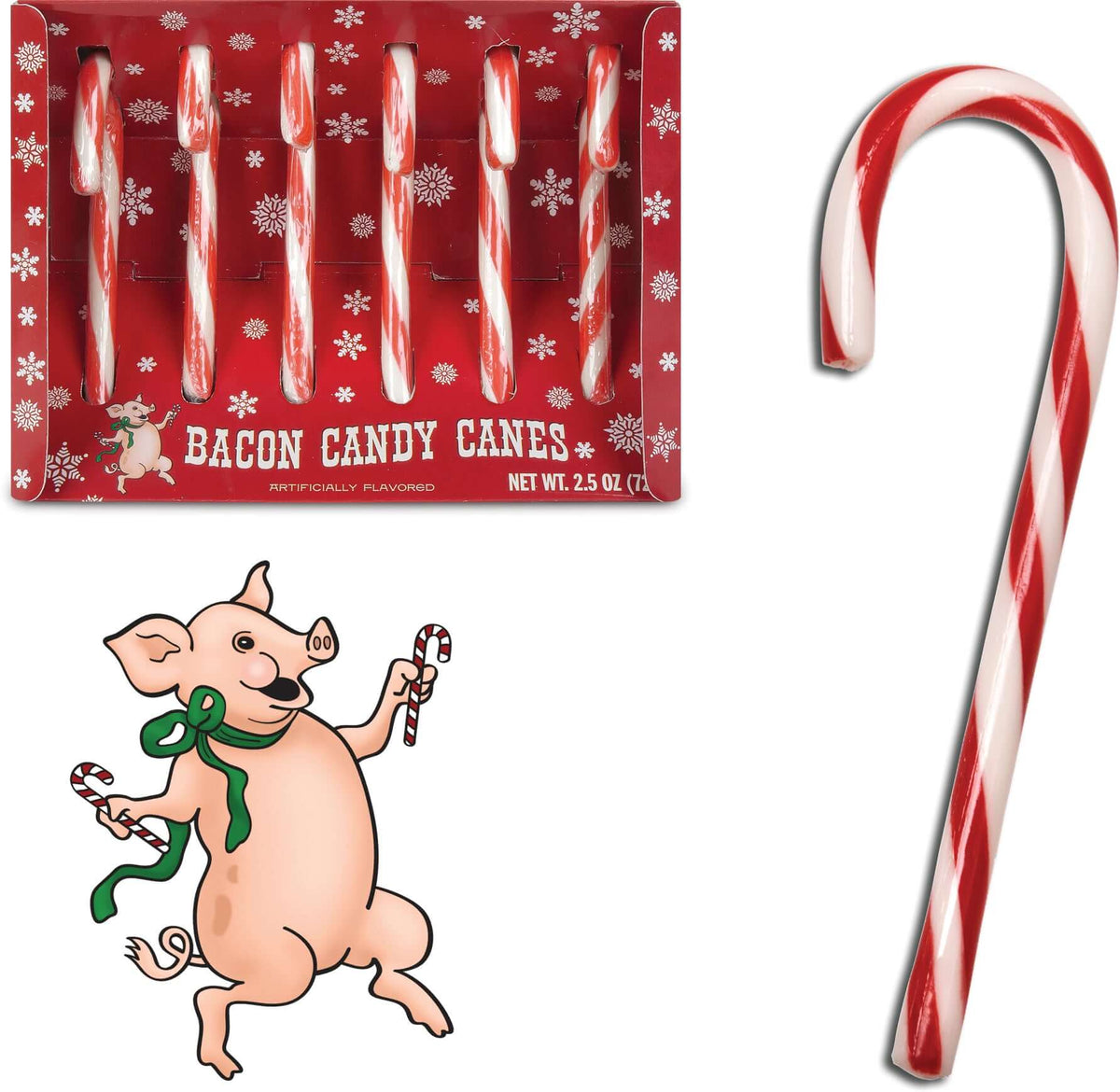 Bacon Flavored Candy Canes - Festive Holiday Fun Gag Gift - Archie McPhee