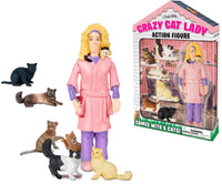 CRAZY CAT LADY ® Action Figure with 6 Cats - Hysterical Gag Gift - Archie McPhee