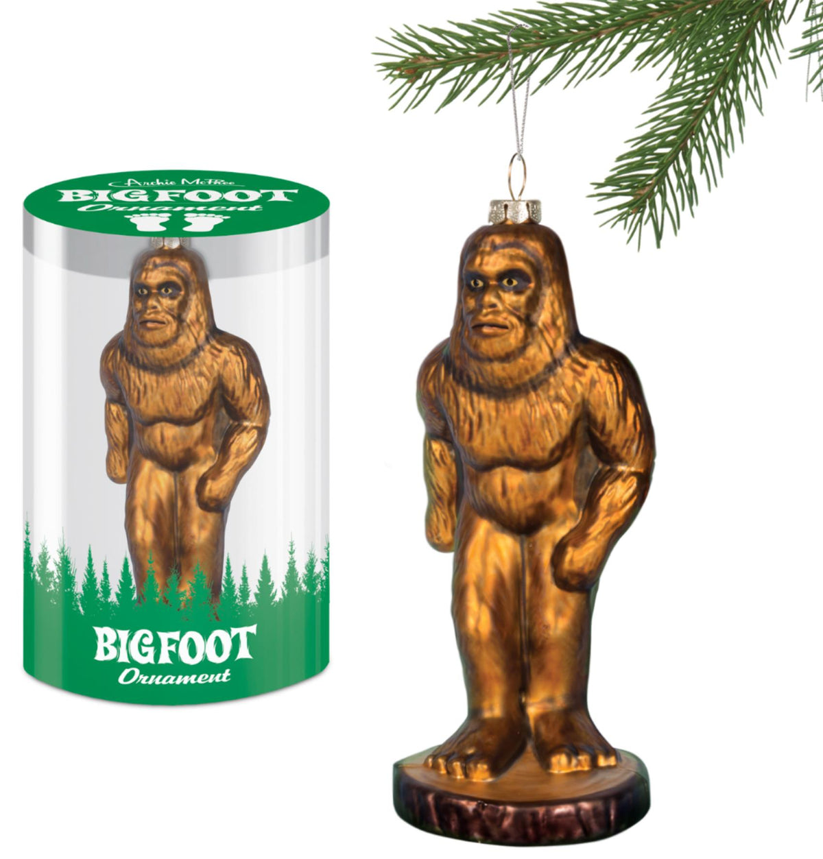 Bigfoot Sasquatch Ornament - Holiday Christmas Hand-Blown Glass ® Archie McPhee