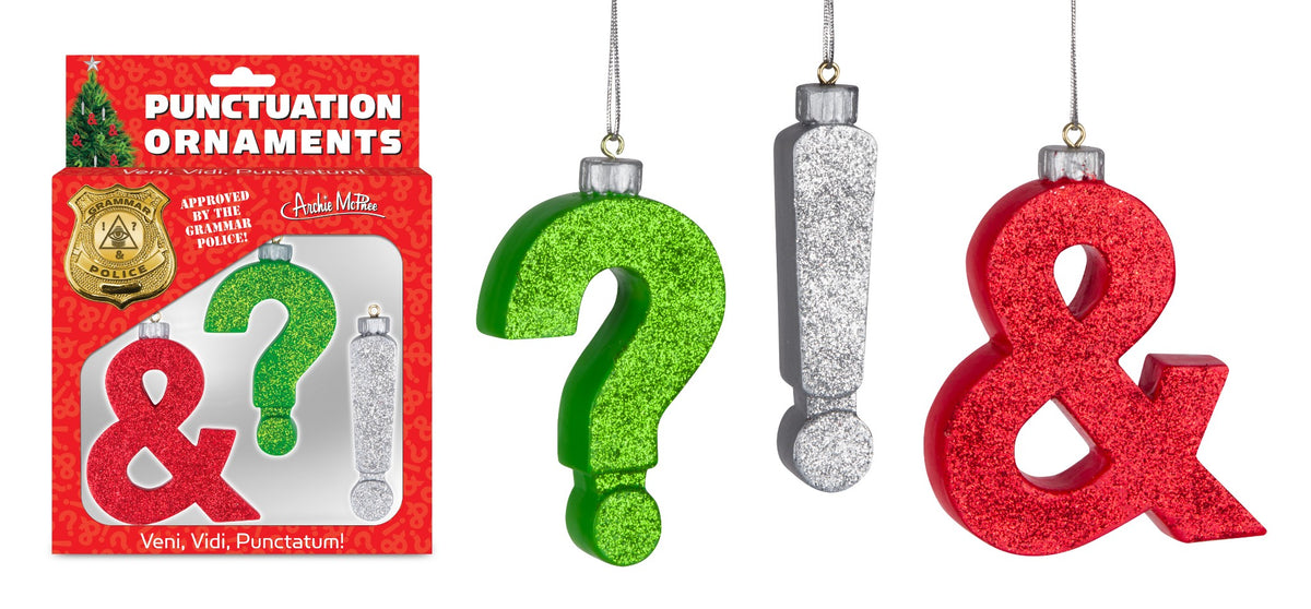 Punctuation Ornaments - Christmas Tree Glitter Decoration Art ® Archie McPhee