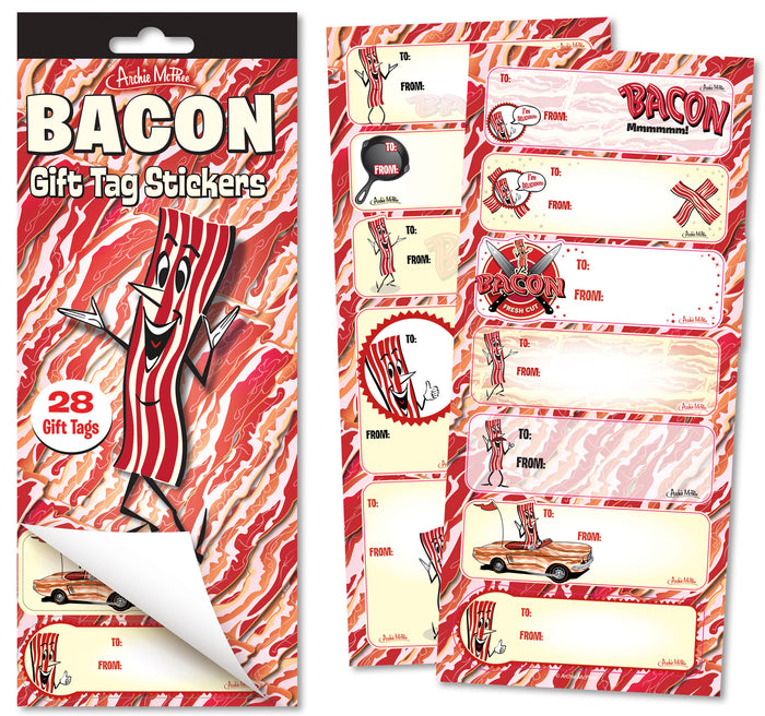 MR. BACON GIFT TAG STICKERS - Wrapping Paper Name Tags - Archie McPhee