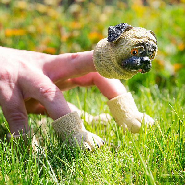 HANDIPUG- Pug Puppy Dog Finger Tiny Hands Puppet Office Toy - Archie McPhee