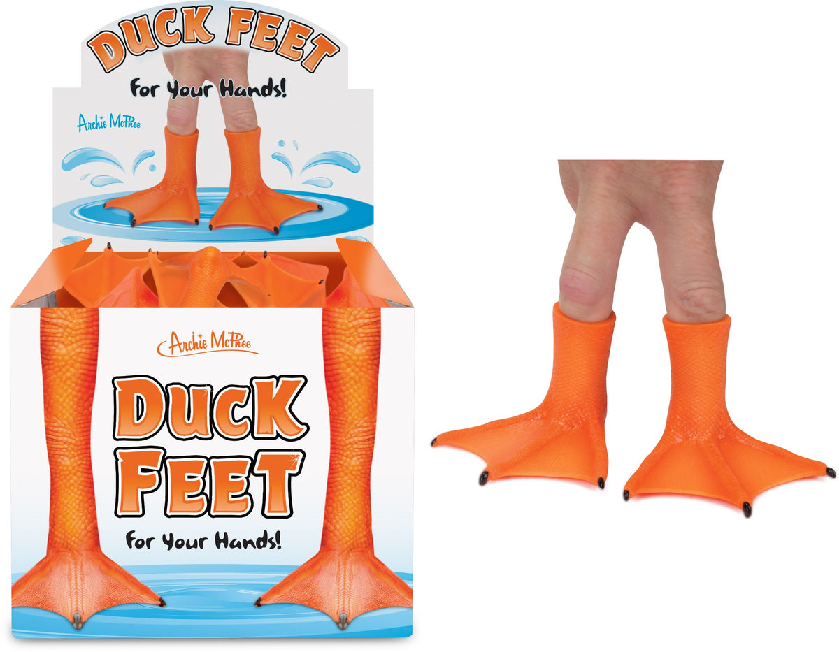 Duck Feet (Set of 2) Finger Hand Rubber Ducky Puppet Play Toys  - Archie McPhee