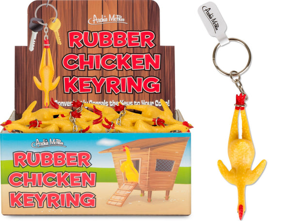 Rubber Chicken 3" Inch Keyring Key Chain - Funny Gag - Archie McPhee