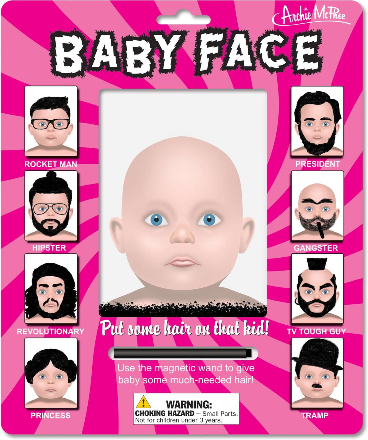 Baby Face Beard / Hair Maker - Funny Magnetic Child Drawing Kit - Archie McPhee