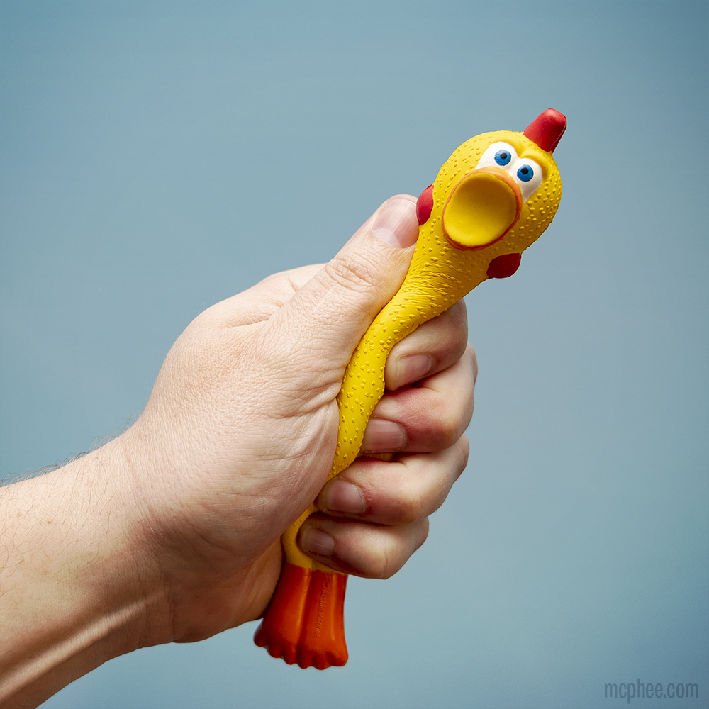 STRESS CHICKEN - Squish Squeezable Squishy Hand Rubber Fidget Toy- Archie McPhee