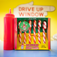 KETCHUP Candy Canes - GROSS NASTY! Gag Prank Joke Christmas Gift - Archie McPhee