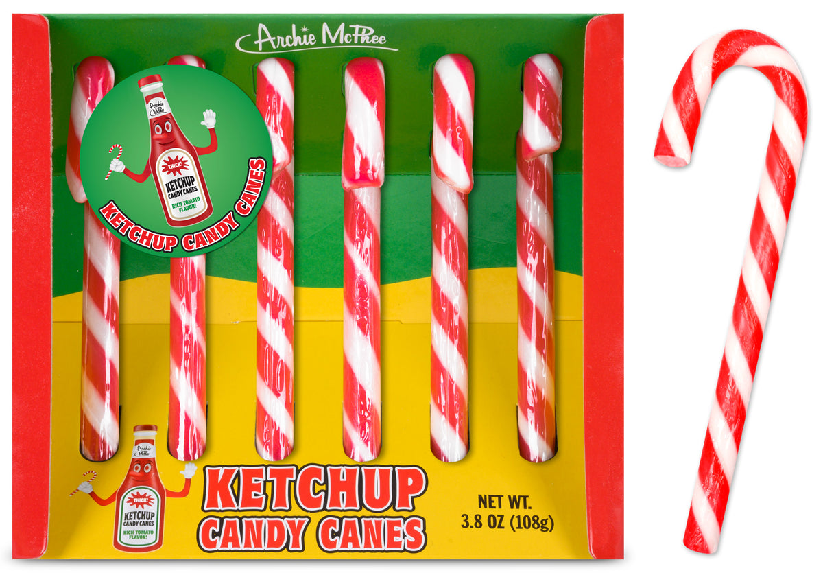 KETCHUP Candy Canes - GROSS NASTY! Gag Prank Joke Christmas Gift - Archie McPhee