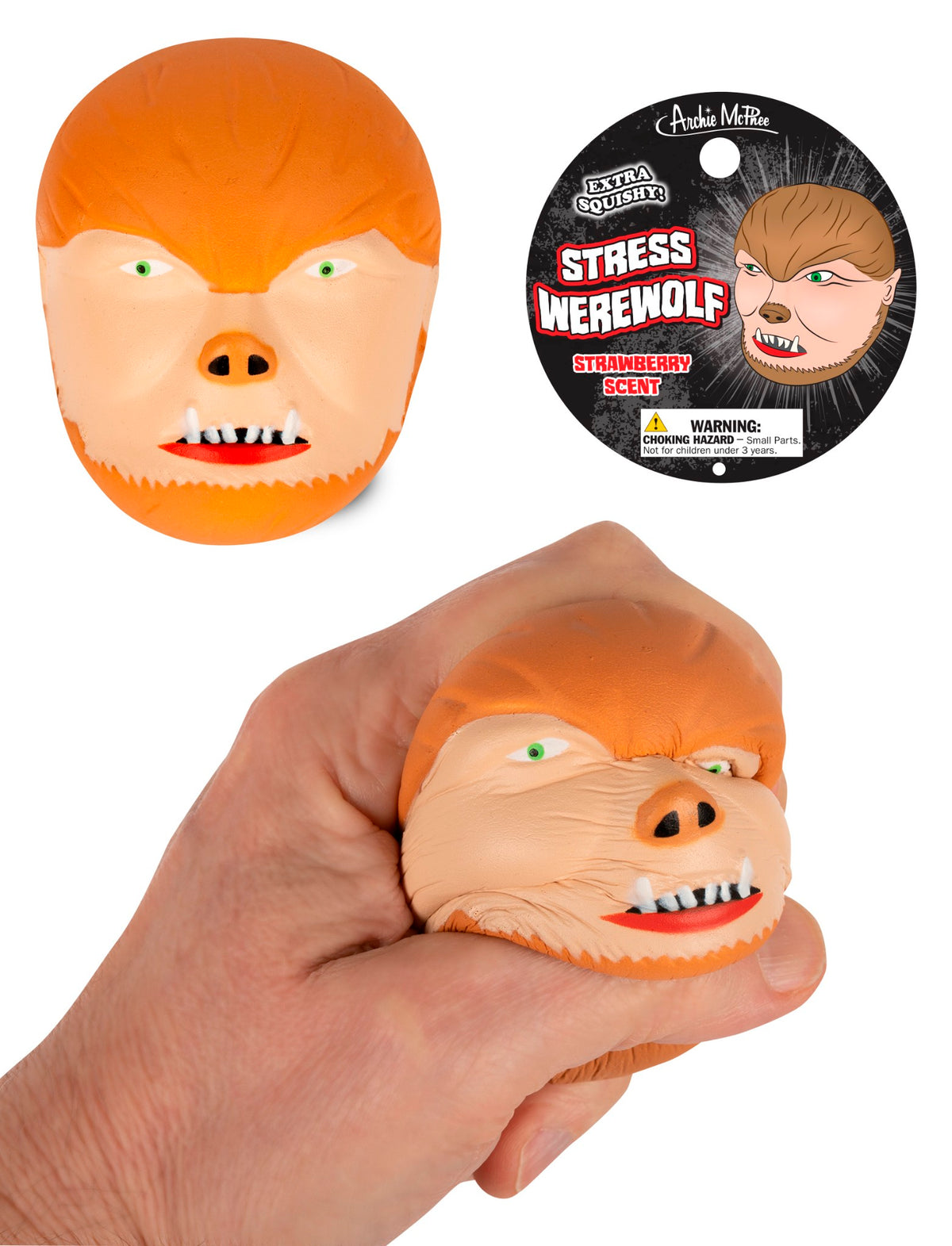 STRESS WEREWOLF - Squish Squeezable Squishy Figure Fidget Toy - Archie McPhee