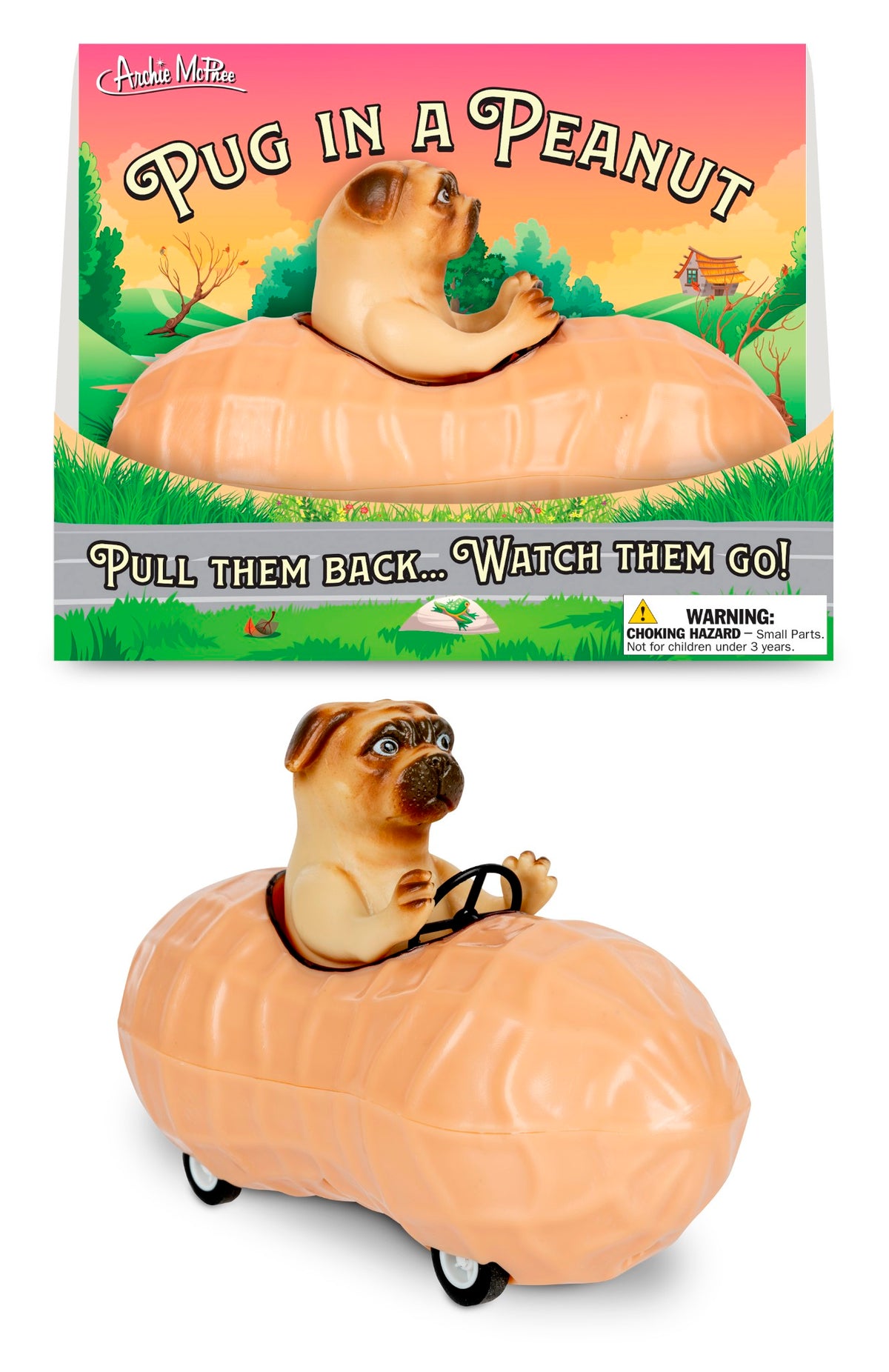 Pug in a Peanut - Cute Dog Pullback Racing Car Child Toy - Archie McPhee