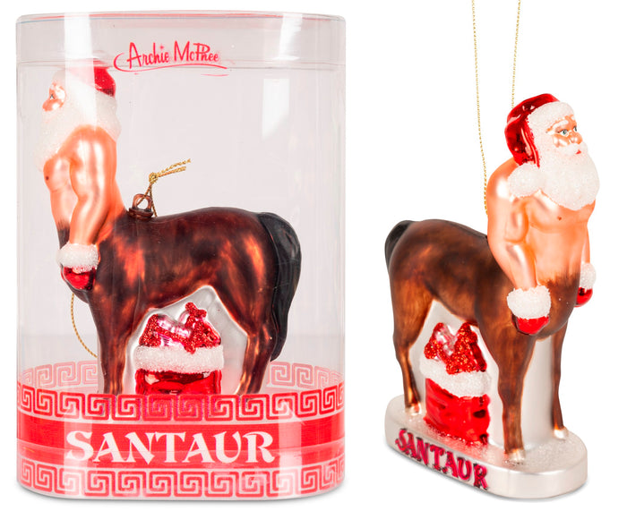 Santaur Ornament - Santa Claus Horse Christmas Hand-Blown Glass ® Archie McPhee