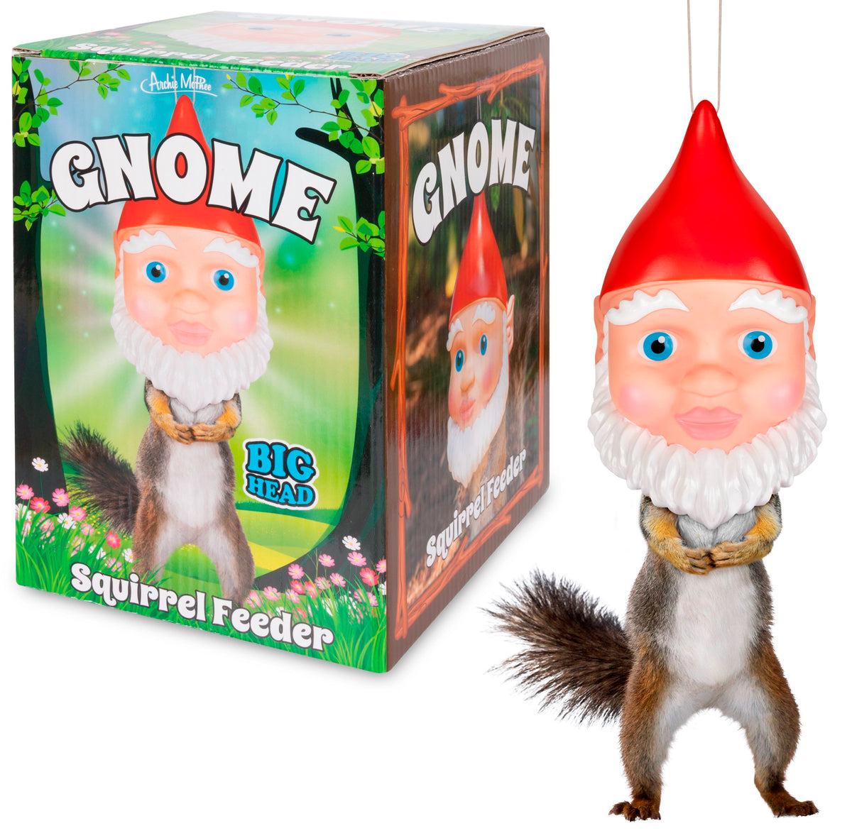 Squirrel Feeder Gnome Head - Wildlife Garden Outdoor Home Gift ~ Archie McPhee