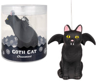 Goth Cat Ornament - Christmas Holiday Art Hand-Blown Glass Decor ® Archie McPhee