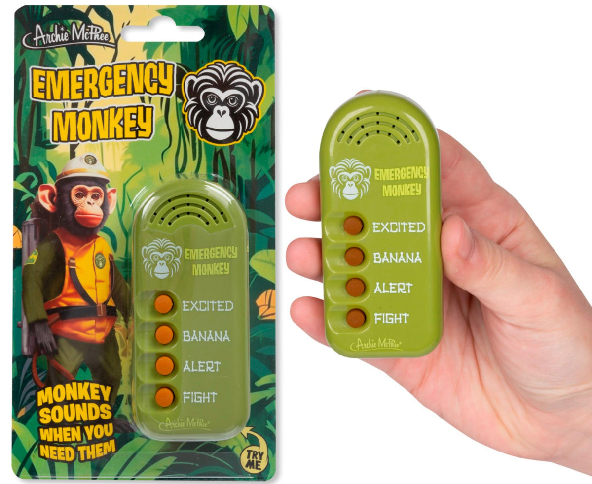 EMERGENCY MONKEY - Handheld Sound Machine Noise Maker Gag Toy - Archie McPhee