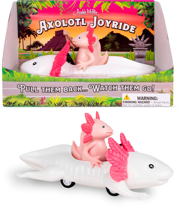 Axolotl Joyride: Cute Pink Pull Back Car Racing Child Toy - Archie McPhee