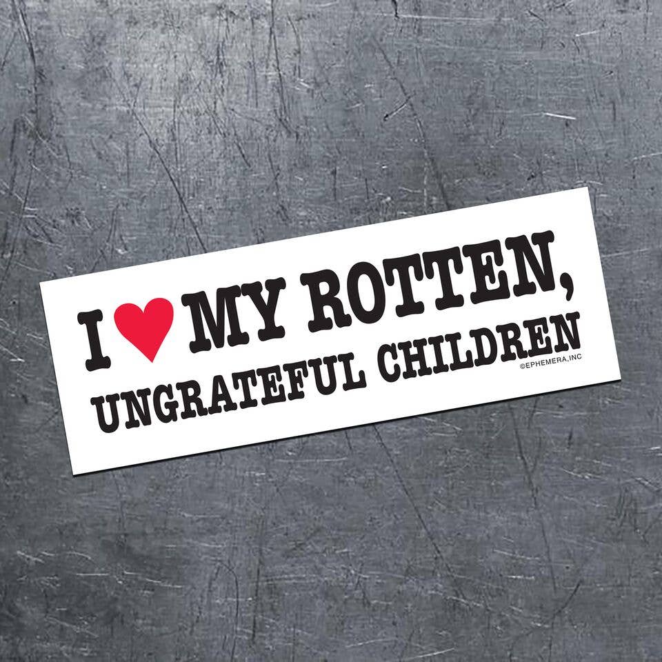 "I ❤️ My Rotten, Ungrateful Children"  Funny Bumper Car Magnet 👀 Made in USA