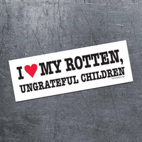 "I ❤️ My Rotten, Ungrateful Children"  Funny Bumper Car Magnet 👀 Made in USA
