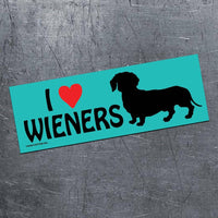 "I ❤️ WIENERS" 😂🌭 LOL Funny Dog Bumper Car Fridge Magnet | Made in USA