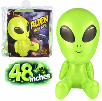 48" Green Galactic Alien Inflatable 👽 Big Head UFO Pool Party Halloween Blow Up