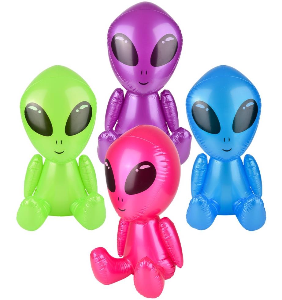4 TOTAL 🛸 24" Assorted Colors Galactic Alien Inflatable Party Pool Blow Ups 👽