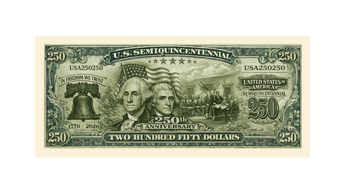 1000 U.S. Semiquincentennial 250th Anniversary Commemorative Money Bill Banknote