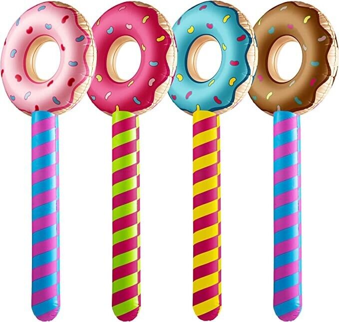 4 Succionadores de Piruletas Inflables Cumpleaños donut agujeros Wonka CANDYLAND san valentín