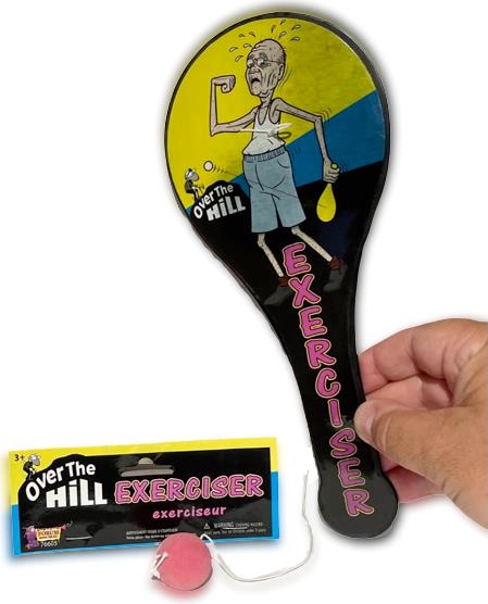 OVER THE HILL EXERCISER Machine Paddle Ball Retraite Anniversaire Cadeau Blague Prank