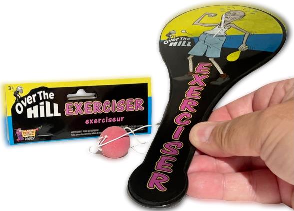 OVER THE HILL EXERCISER Machine Paddle Ball Retirement Birthday Gift Joke Prank