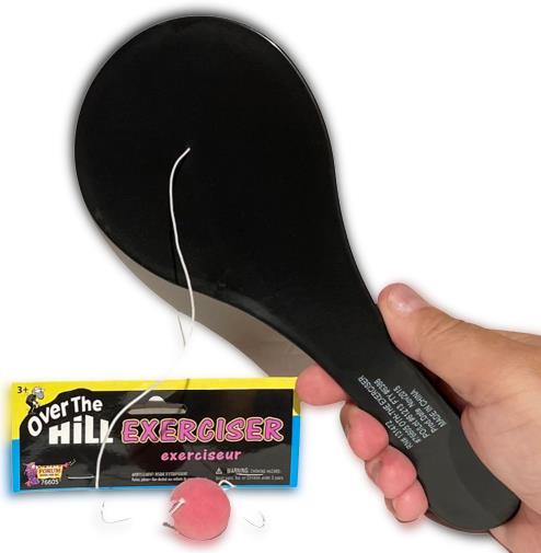 OVER THE HILL EXERCISER Machine Paddle Ball Retirement Birthday Gift Joke Prank