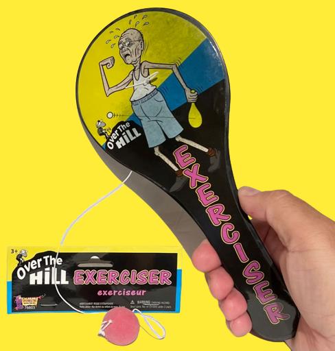 OVER THE HILL EXERCISER Machine Paddle Ball Retraite Anniversaire Cadeau Blague Prank