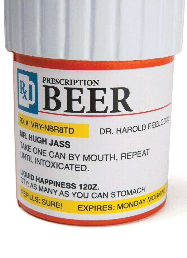 Botella de lata de cerveza PRESCRIPTION KOOZIE, soporte para botella enfriador de pastillas de espuma aislado