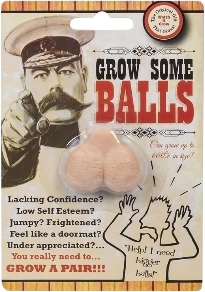 GROW SOME BALLS - Weiner Willy Joke for a Wussie! Funny Adult Gag Gift