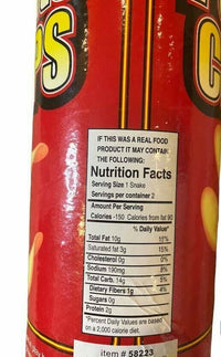 A classic gag, the Potato Chips Snake Can Spring Pop - Fun Classic GaG Prank Joke Clown Party Toy humorously displays nutritional facts noting 150 calories per serving, 10g total fat, 14g carbs, 1g dietary fibers, 2g protein, and 10mg sodium. A subtle note reveals that it’s not a real food product but a delightful prank.