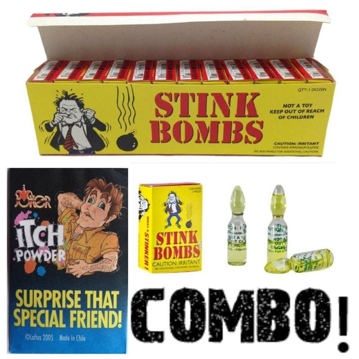 36 Stink Bombs + 1 Itching Itch Powder Pack - COMBO GaG Prank Joke Set