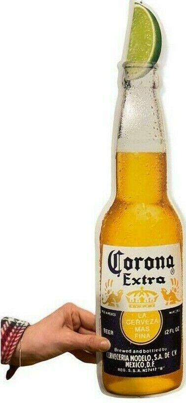 Corona Extra Metal Tin Beer Bottle Bar Pub Sign 23” X 5” with Lime Mancave Room