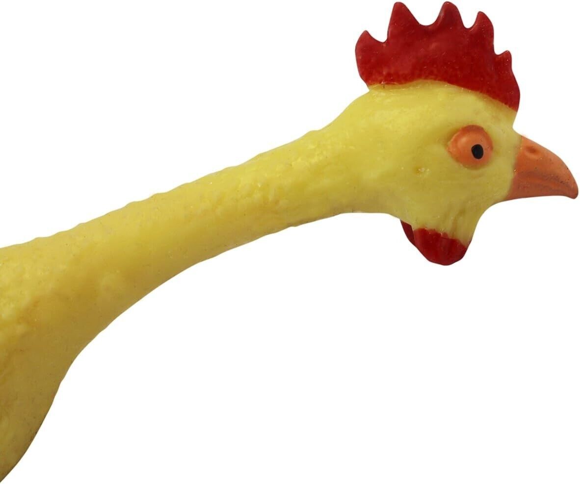 1 Stretch Rubber Chicken 8" Gag Gift Stretchable Squeeze Stress Relief Party Toy