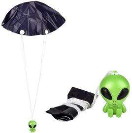4 Piece - 1.75" Galactic Green Alien Paratrooper - UFO Parachute Child Toy Gifts