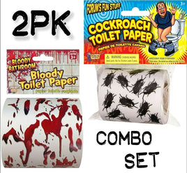2pk BLOODY & COCKROACH Toilet Paper Rolls - Party Bathroom Spooky Scary Horror