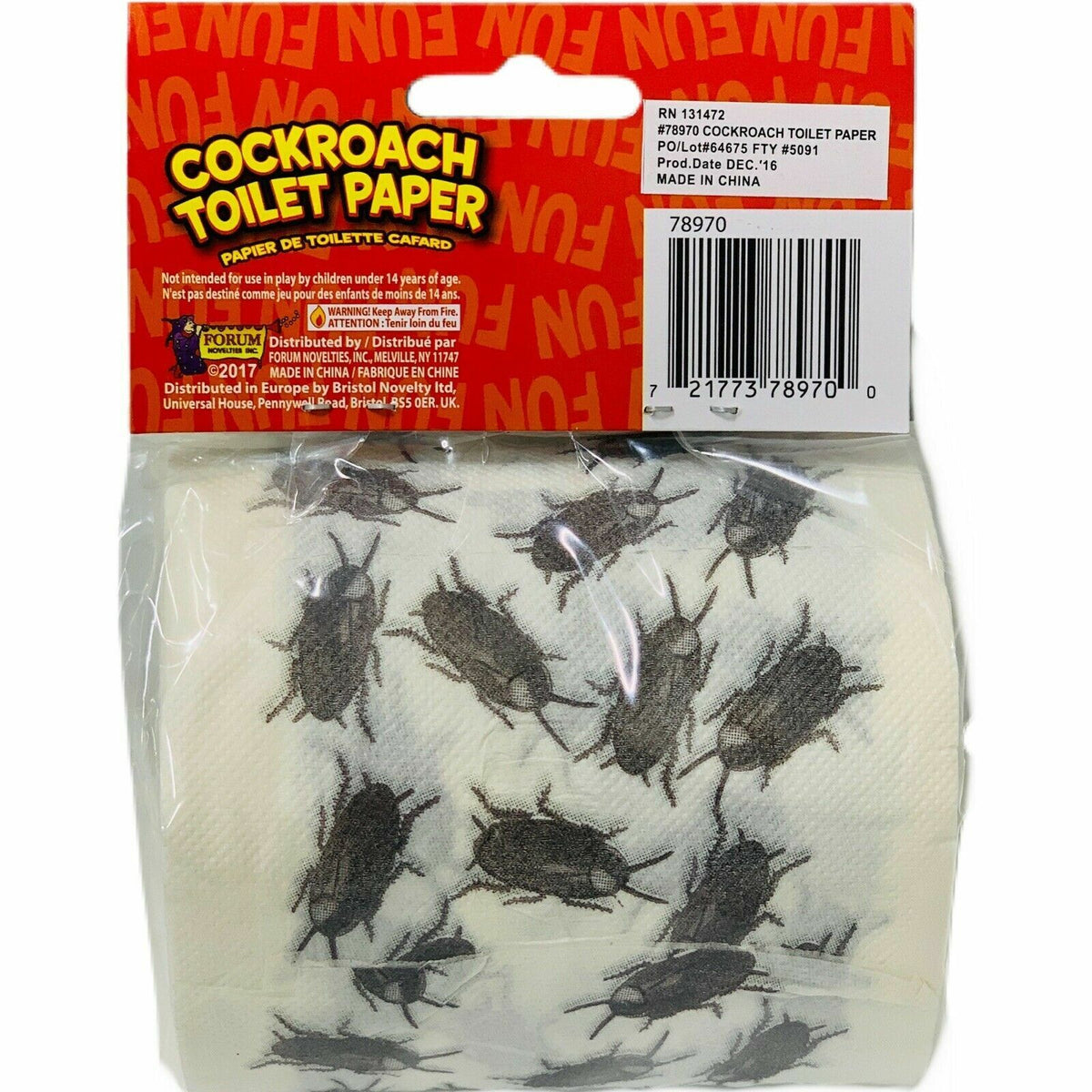 Paquete de 2 rollos de papel higiénico BLOODY &amp; COCKROACH - Baño de fiesta Spooky Scary Horror