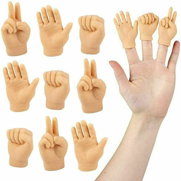 12 Tiny Hand Finger Trick Realista Marioneta Suave Mini GaG Rock Papel Tijera Juguete