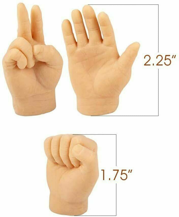 12 Tiny Hand Finger Trick Realistic Soft Puppet Mini GaG Rock Paper Scissor Toy