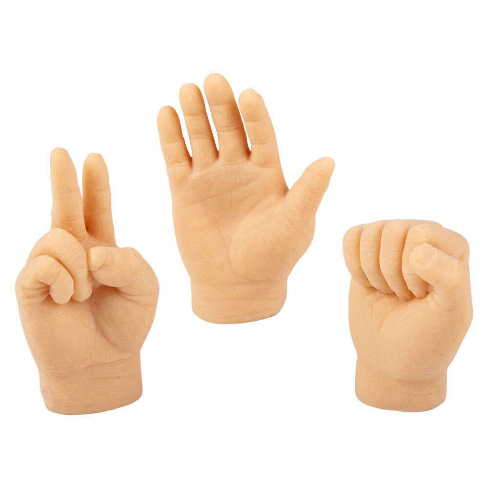 12 Tiny Hand Finger Trick Realista Marioneta Suave Mini GaG Rock Papel Tijera Juguete