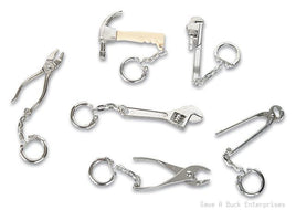 12 TOTAL ensemble de porte-clés de construction d'outils de travail réels (pince à clé à marteau, etc.)