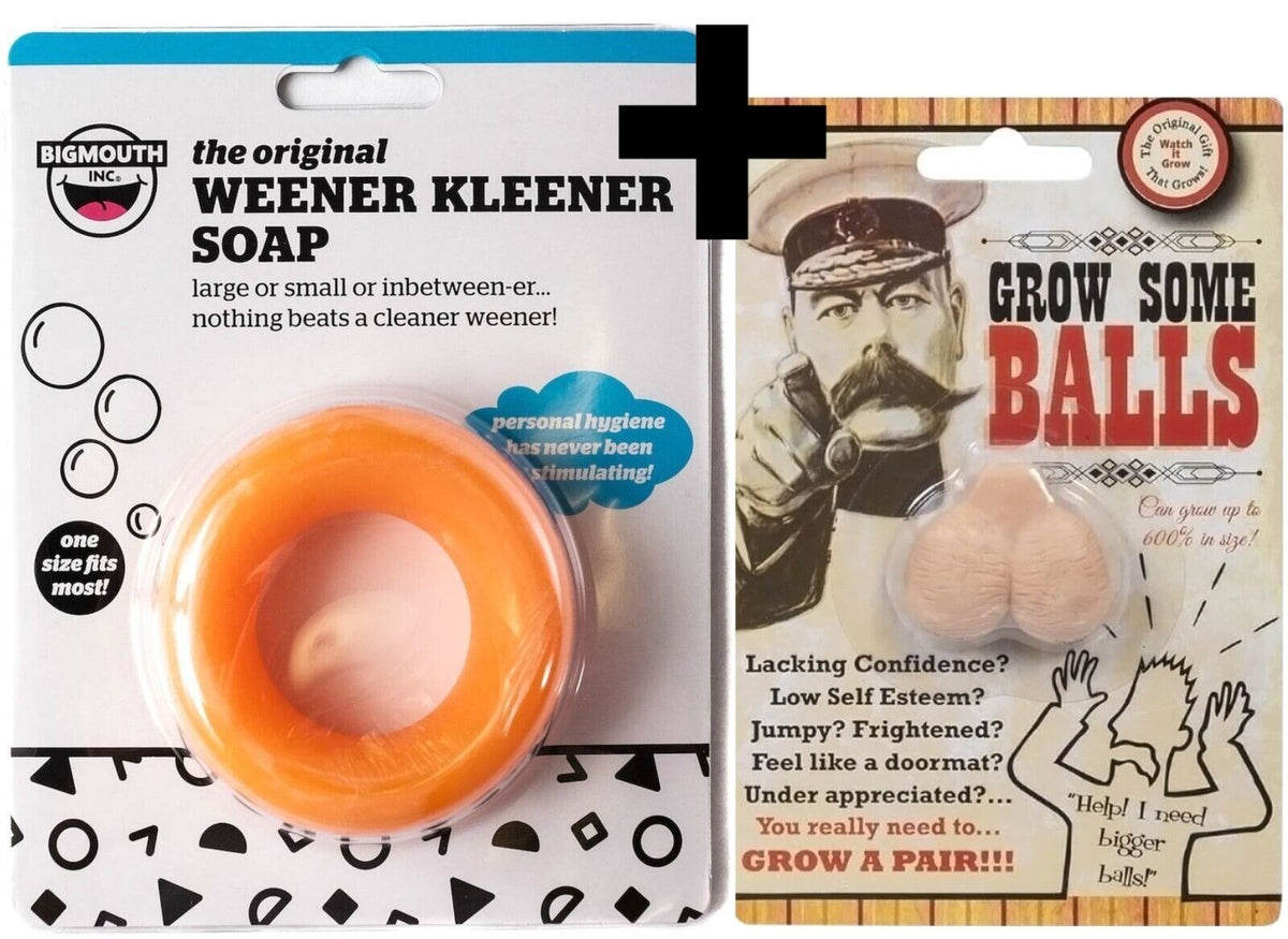 Weener Kleener Cleaner Willy Pecker Jabón + 1 par de bolas de cultivo ~ COMBO SET