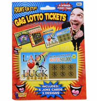5 GAG LOTTO TICKETS Cards Fake Lottery Winner Scratch Off Funny Joke Prank Gift