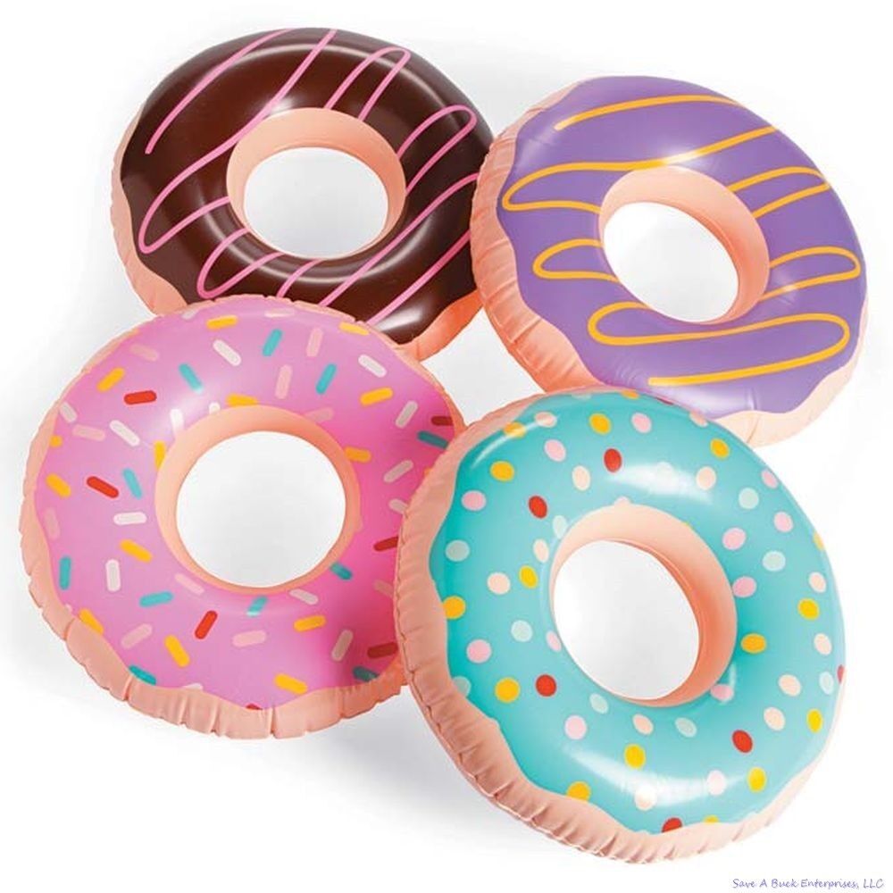 2 EXTRA LARGE 15 "JUMBO GONFLABLE DONUTS PISCINE RADEAU FLOTTEUR LUAU JOUET GONFLABLE NATATION