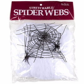 1 Bag of Stretchable Spider Web Webbing Cobweb Halloween Prop + 2 Fake Spiders
